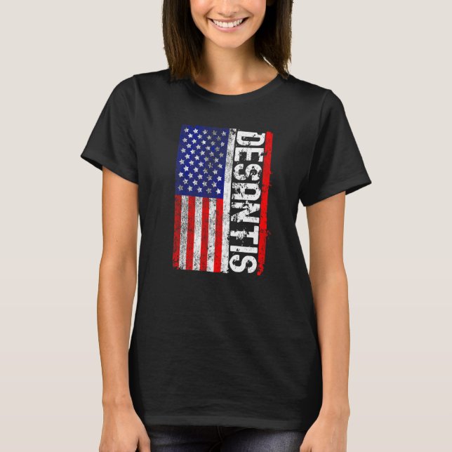 T-shirt Désantis 2024 Rétro Vintage Drapeau Usa (Devant)