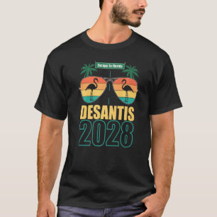T-shirt Desantis 2028 Escape To Florida Sunglasses Flaming