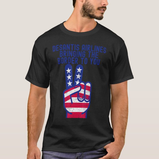 T-shirt DeSantis Airlines Martha's Vineyard Meme Peace Sig (Devant)