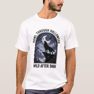 T-shirt Désert du Loup de la Lune d'Halloween