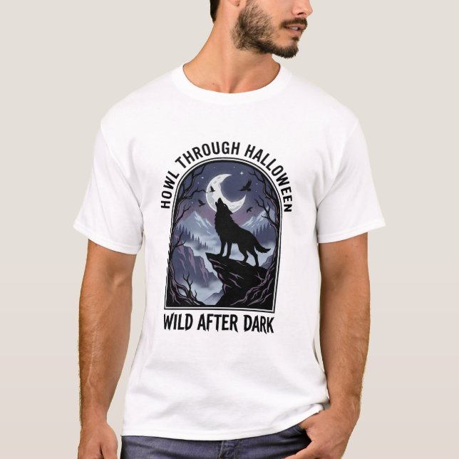 T-shirt Désert du Loup de la Lune d'Halloween (Devant)