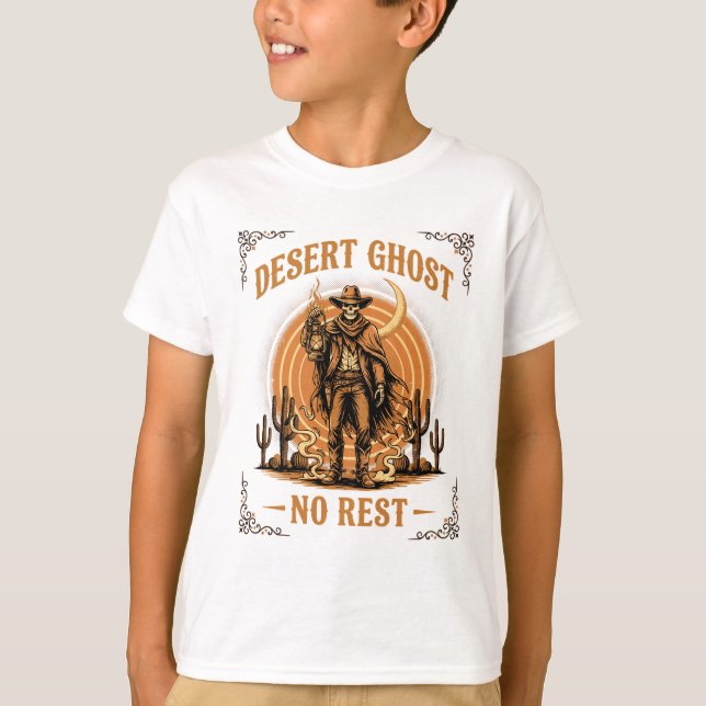 T-Shirt Desert Ghost No Rest Western Skeleton (Devant)