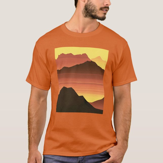 T-shirt Desert Mountain Sunset Orange et Brown (Devant)