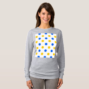 T-shirt Design à points blancs bleus jaunes
