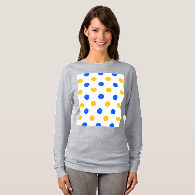 T-shirt Design à points blancs bleus jaunes  (Devant entier)