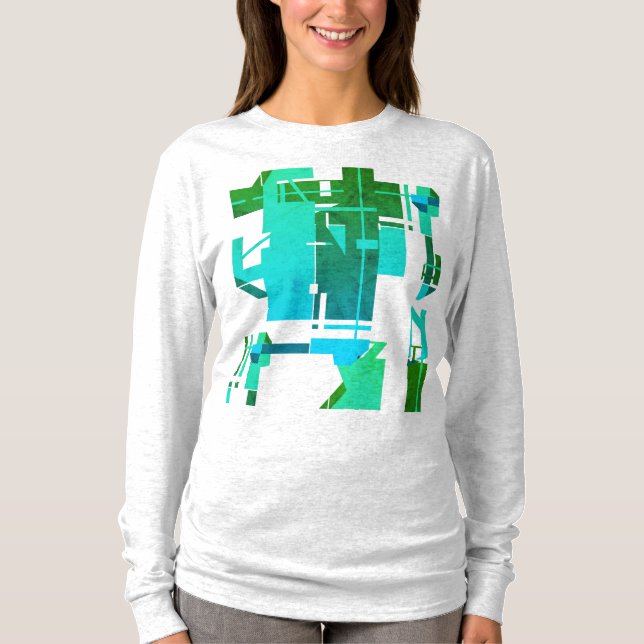 T-shirt Design abstrait géométrique bleu foncé turquoise (Devant)