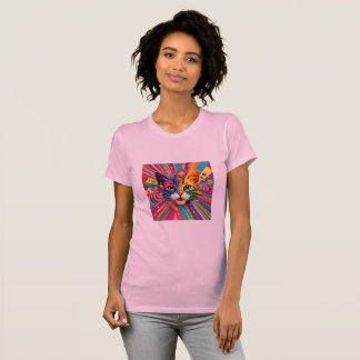 T-shirt Design artistique Abstrait Chat qui est dynamique,