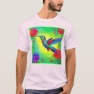 T-shirt Design artistique des colibris floraux