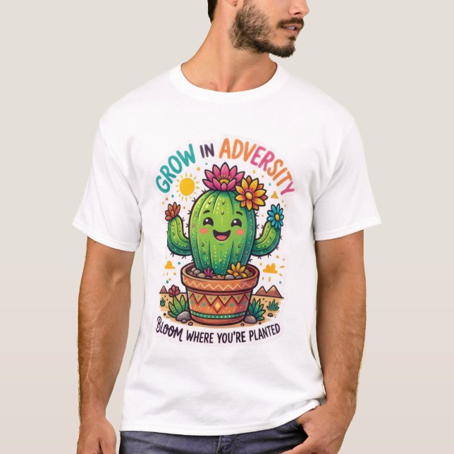 T-Shirt Design Cactus Croissance dans l'adversité (Devant)