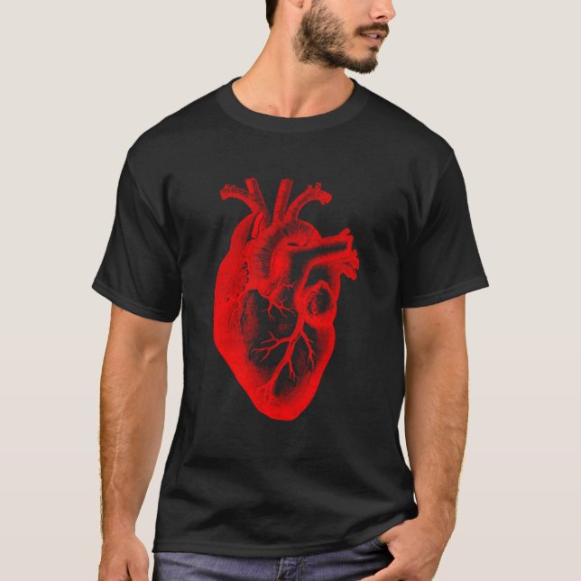 T-shirt Design cardiaque anatomique rouge (Devant)