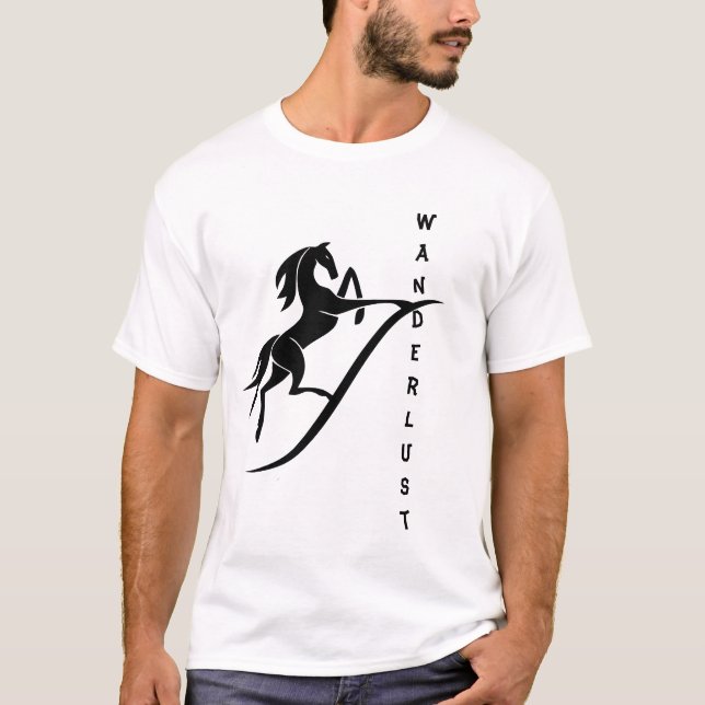 T-shirt Design Cheval élégant "Wanderlust" (Devant)