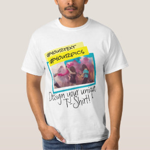 T-shirt Design coloré et dynamique avec photos et texte