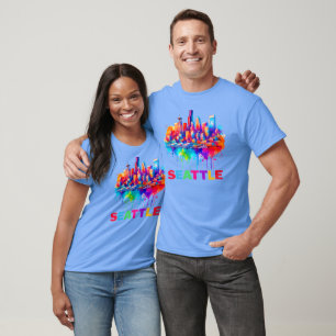 T-shirt Design coloré Seattle Skyline