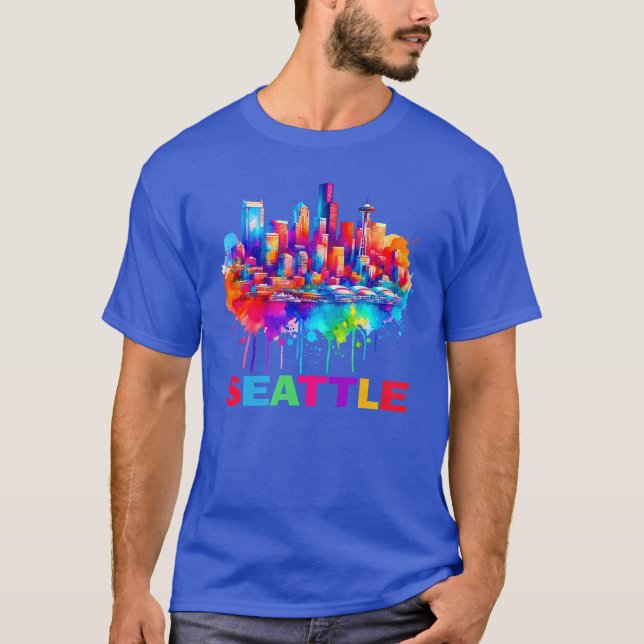 T-shirt Design coloré Seattle Skyline (Devant)