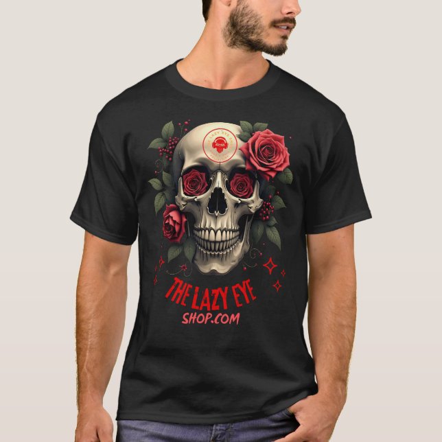 T-shirt Design crâne et Rose 2 (Devant)