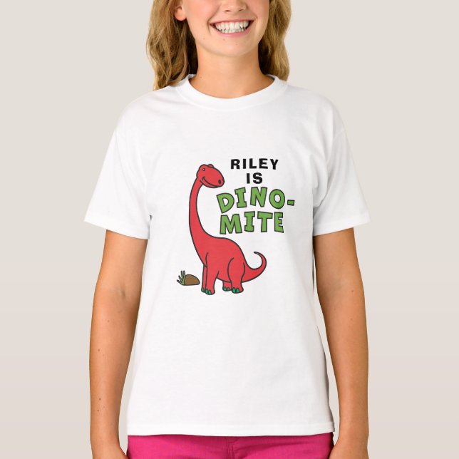 T-shirt Design customisé de Cute Dinosaur Dino-Mite (Devant)