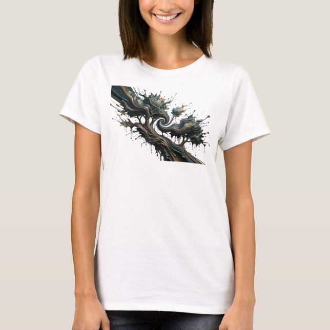T-shirt Design d'ART ABSTRAIT argenté élégant (Devant)