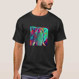 T-shirt Design d'Art Eléphant Électronique Vibrant T Chemi