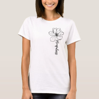 T-shirt Design d'art en ligne floral noir minimaliste