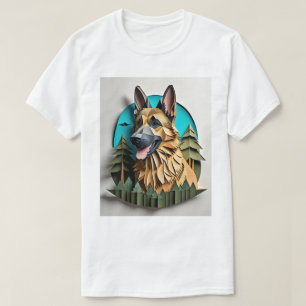 T-shirt design d'art papier 3D berger allemand