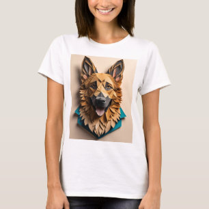 T-shirt design d'art papier 3D berger allemand