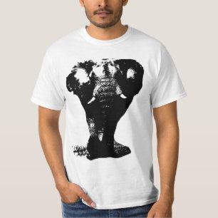 T-shirt Design d'art pop Eléphant Noir & Blanc