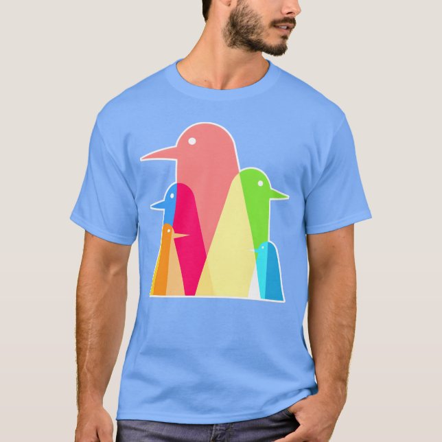 T-shirt Design d'art pour les oiseaux Abstraits (Devant)