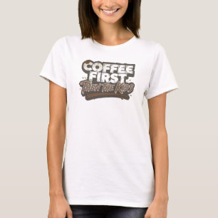 T-shirt Design d'art UNIQUE : CAFÉ D'ABORD PUIS LES ENFANT