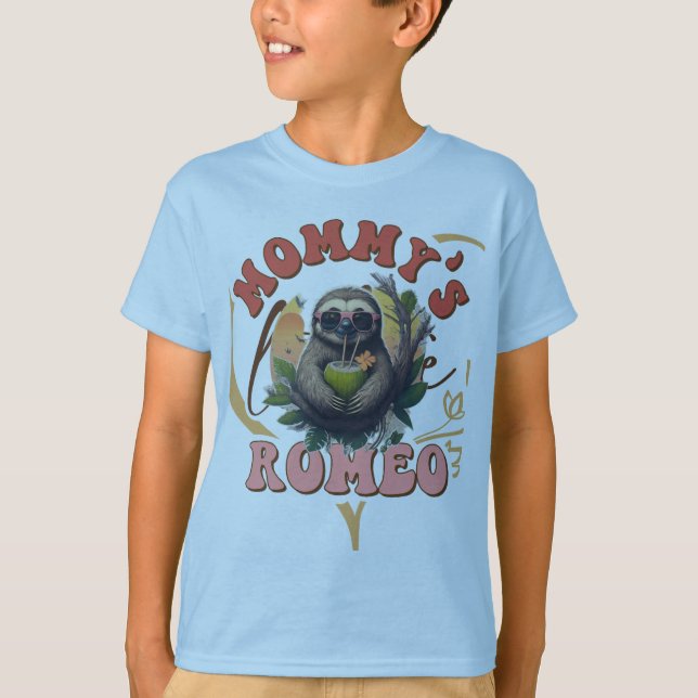 T-shirt design d'autocollant romeo de maman (Devant)