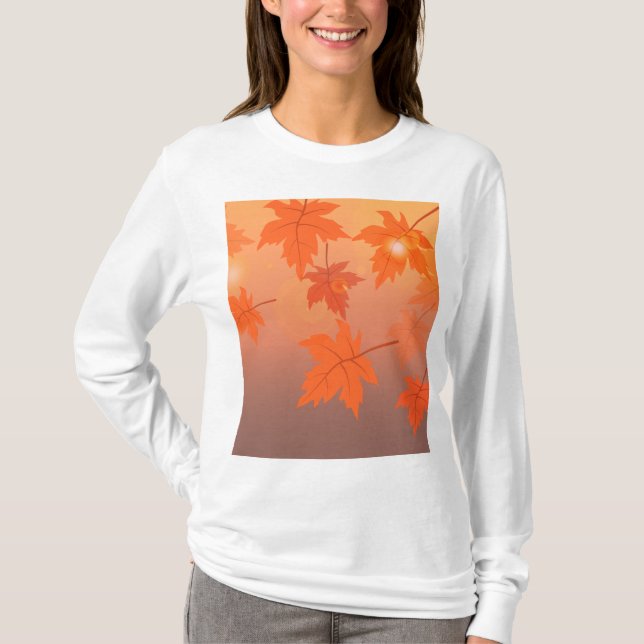 T-shirt Design d'automne avec feuilles d'érable et effet b (Devant)