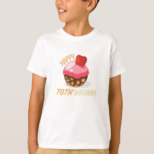 T-shirt Design de 70e anniversaire mignon avec gâteau au c