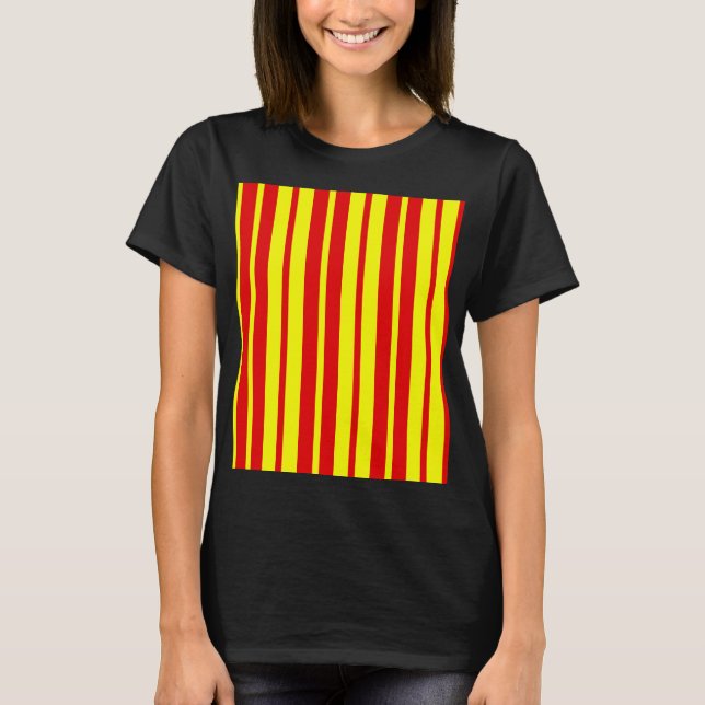 T-shirt Design de bandes rouge et jaune (Devant)