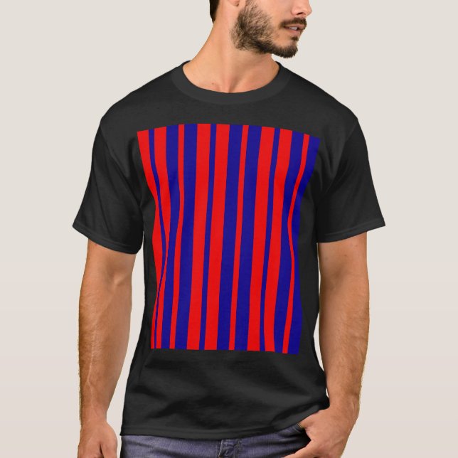 T-shirt Design de bandes rouges et bleues (Devant)