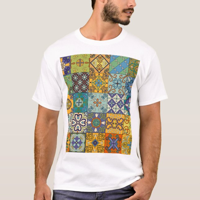 T-shirt Design de carreaux Talavera portugais (Devant)