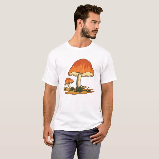 T-shirt Design de champignons de création unique (Devant entier)