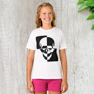 T-shirt Design de crâne d'illusion optique en noir et blan