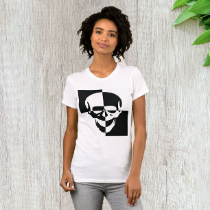 T-shirt Design de crâne d'illusion optique en noir et blan
