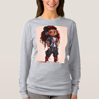 T-shirt design de dessin animé Girl