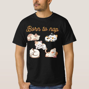T-shirt design de dessin de chats Kawaii dormant