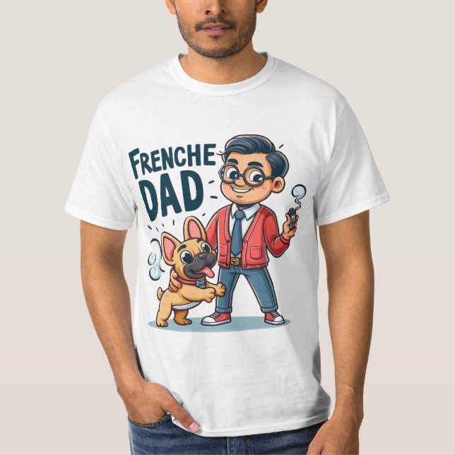 T-shirt Design de dessin de Frenchie Papa (Devant)
