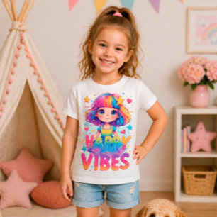 T-Shirt Design de fille de dessin animé coloré et mignon a