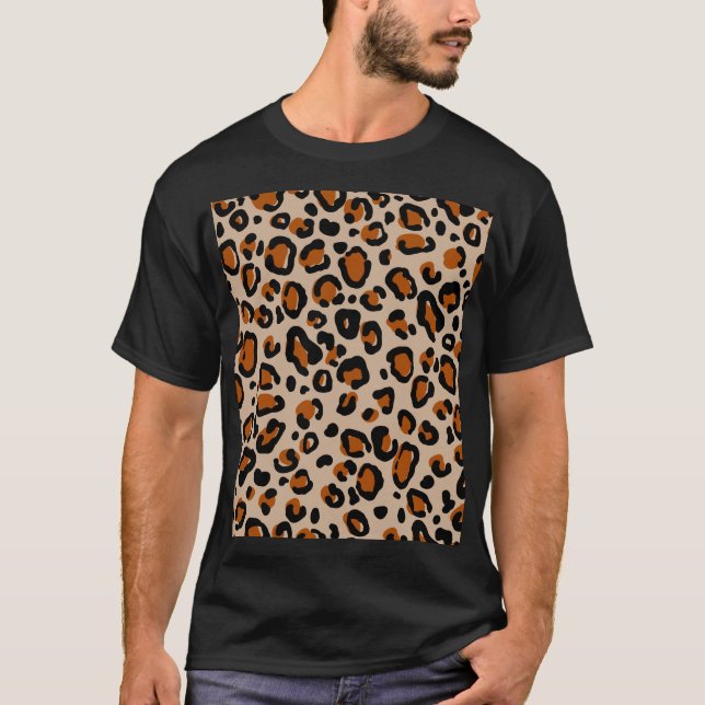 T-shirt Design de fourrure de léopard, motif sans couture. (Devant)