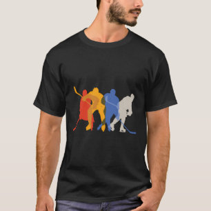 T-shirt Design de hockey sur glace avec Silhou des joueurs