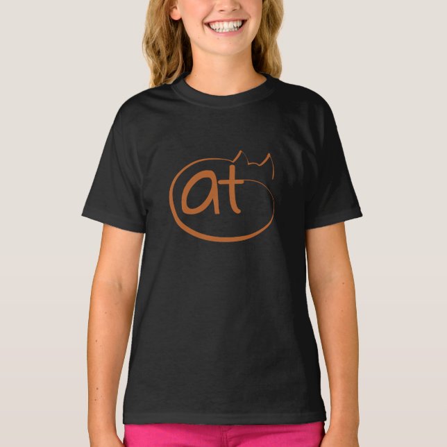 T-shirt Design de ligne de chat endormant (Devant)