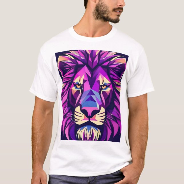 T-shirt Design de Lion élégant avec Flair géométrique (Devant)