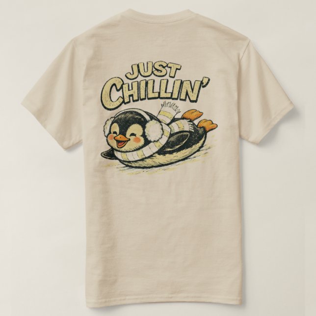 T-shirt design de manchot « Just Chillin’ » détendu  (Design dos)