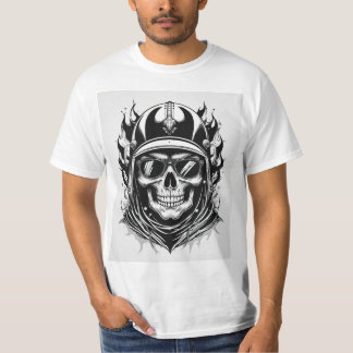 T-shirt Design de motard tête de mort avec casque et lunet