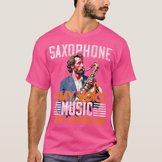 T-shirt Design de musique de jazz saxophone unique (Devant)