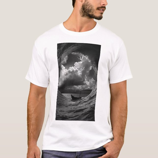 T-shirt design de navire d'illusion optique (Devant)