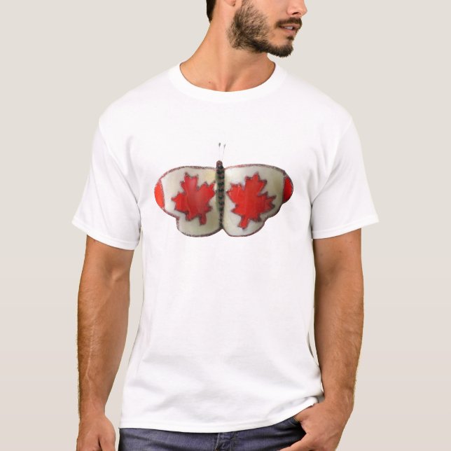 T-shirt Design de papillon du drapeau canadien (Devant)